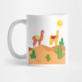 Desert Alpaca Wall Art | Llama Art Print | Desert Cactus Mug